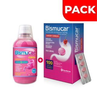 Pack Bismucar Suspensión Oral 340 ML + Bismucar 262 Mg Tableta Masticable 4 UN