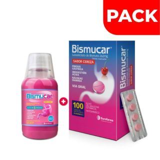 Pack Bismucar Suspensión Oral 150 ML + Bismucar 262 Mg Tableta Masticable 4 UN