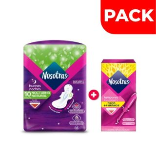 Pack Toallas Higiénicas Nosotras 10 UN + Tampón con Aplicador Regular 8 UN - 2 UN
