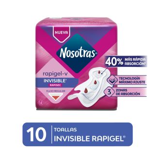 Toallas Higiénicas Nosotras Invisible Rapigel - Bolsa 10 UN