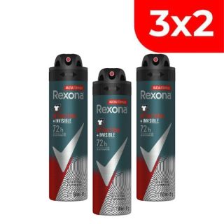 3x2 Desodorante Spray Rexona Men Antibacterial + Invisible - Frasco 150 ML