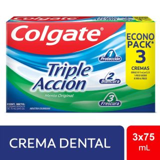 Crema Dental Colgate Triple Acción 75G - Pack 3 UN