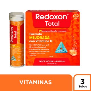 Redoxon Total Vitamina C, D y Zinc  -  Caja 3 UN