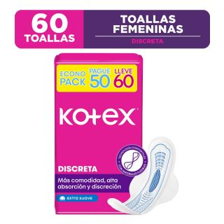 Kotex Toalla Higiénica Normal Discreta - Bolsa 60 UN