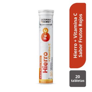 Hierro + Vitamina C German Energy Sabor Frutos Rojos - Tubo 20 UN