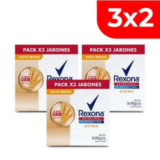 3x2 Jabón Rexona Antibacterial Avena 110 G - Pack 3 UN