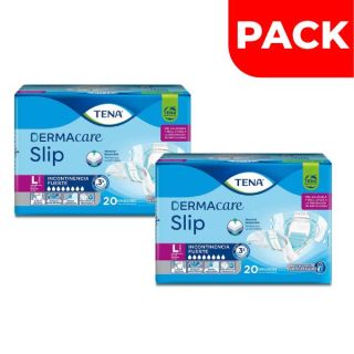 Dúo Pack Pañales Tena Slip Dermacare Talla L - Bolsa 20 UN
