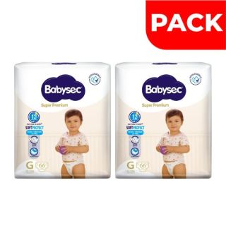 Dúo Pack Pañal Babysec Súper Premium Talla G - Bolsa 66 UN