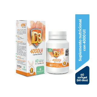 Vitamina D3 4000 UI Capsulas Blandas Nutripharma - Frasco 60 UN