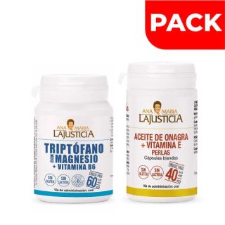 Pack Triptófano + Magnesio y Vitamina B6 Comprimidos 60 UN + Perlas con Aceite de Onagra - Pack 2 UN