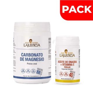 Pack Polvo Carbonato De Magnesio 130 Gr + Perlas con Aceite de Onagra - Pack 2 UN
