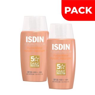 Dúo Pack Isdin Fotoprotector Fusion Water Magic Color Medium SPF 50 - Frasco 50 ML