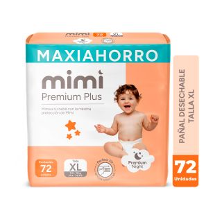 Pañal Mimi Premium Plus Talla XL - Bolsa 72 UN
