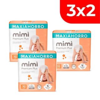 3x2 Pañal Mimi Premium Plus Talla XXL - Bolsa 70 UN