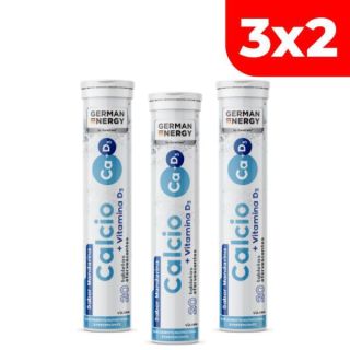3x2 Calcio + Vitamina D3 German Energy Sabor Mandarina - Tubo 20 UN
