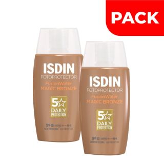 Dúo Pack Isdin Fotoprotector Fusion Water Magic Color Bronze SPF 50 - Frasco 50 ML
