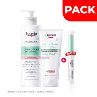Pack Eucerin Dermopure Gel Limpiador Concentrado Triple Effect 400 ML + Crema Corporal 200 ML - 2 UN