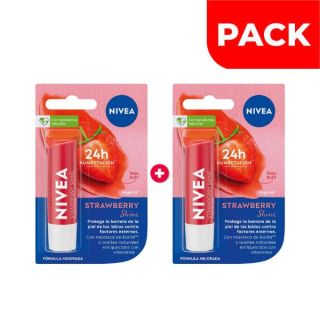 Dúo Pack Labial Nivea Lip Care Strawberry - Tubo 4,8 G