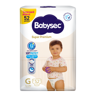 Pañal Babysec Super Premium Talla G - Bolsa 52 UN