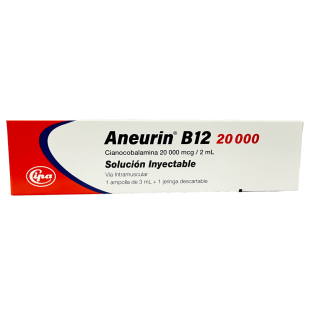Solución Inyectable Aneurin B12 20000, 20,000 mcg/2mL - Caja 1 UN