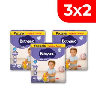 3x2 Pañal Babysec Premium Súper Mega Talla XG - Bolsa 72 UN