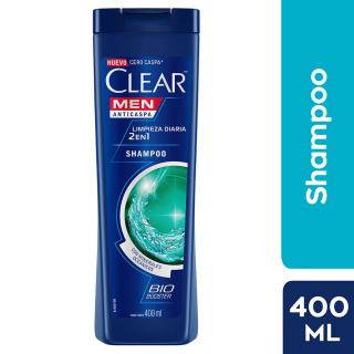 Shampoo Clear  Men 2en1 Limpieza Diaria - Frasco 400 ML