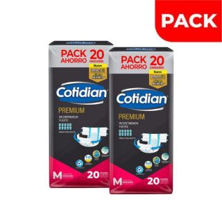Dúo Pack Pañal Cotidian Premium Talla M - Bolsa 20 UN
