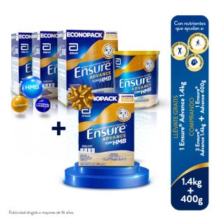 Pack 03 Ensure Advance HMB 1.4 Kg + 01 Ensure Advance HMB 400G + regalo