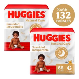 Dúo Pack Pañal Huggies Bigpack Natural Care Talla G - Bolsa 66 UN