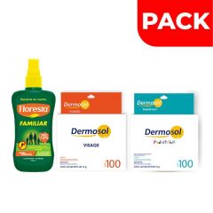 Pack Repelente Floresta Familiar Loción 120 ML + Dermosol Pediatrico + Visage SPF 100 - 3 UN