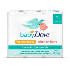 Dove Jabón Baby Humectante Sensible - Pack 3 UN