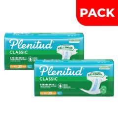 Dúo Pack Pañal Plenitud Classic Talla G/XG - Bolsa 20 UN