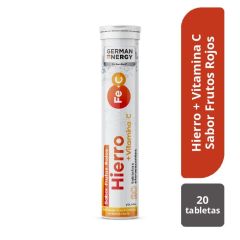 Hierro + Vitamina C German Energy Sabor Frutos Rojos - Tubo 20 UN