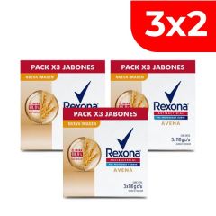 3x2 Jabón Rexona Antibacterial Avena 110 G - Pack 3 UN