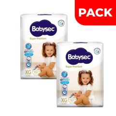 Dúo Pack Pañal Babysec Súper Premium Talla XG - Bolsa 60 UN