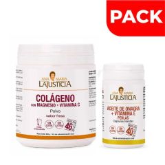 Pack Polvo Colágeno + Magnesio y Vitamina C 350 Gr + Perlas con Aceite de Onagra - Pack 2 UN