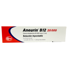 Solución Inyectable Aneurin B12 20000, 20,000 mcg/2mL - Caja 1 UN