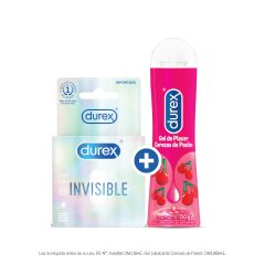 Super Pack Preservativo Durex Invisible 3 UN + Durex Lubricante Cherry 1 UN