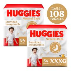 Dúo Pack Pañal Huggies Bigpack Natural Care Talla  XXXG - Bolsa 54 UN