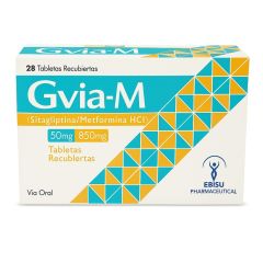 Gvia-M Sitagliptina 50 Mg / Metformina 850 Mg Tabletas Recubiertas - Caja 28 UN