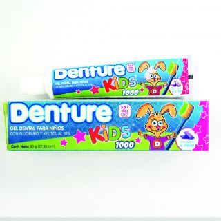 Gel Dental Infantil Denture Kids Sabor Chicle - Tubo 50 G